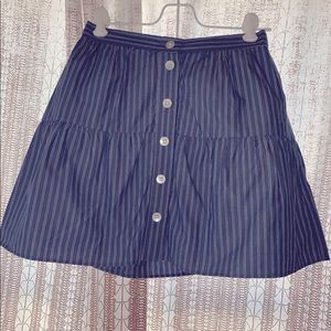 Madewell Button up Skirt (blue with white stripes)